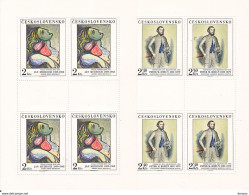 TCHECOSLOVAQUIE 1977 PEINTURES 5 FEUILLES DE 4 Yvert 2246-2250, Michel 2413-2417 KB NEUF** MNH Cote 62,50 Euros - Unused Stamps
