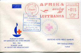 X0453 Germany, Red Meter Freistempel,1963 Koln. Lufthansa Afrika Boeing Jet Lufthansa,Grundung Roten Kreuzes - Machines à Affranchir (EMA)