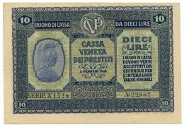 10 LIRE CASSA VENETA DEI PRESTITI OCCUPAZIONE AUSTRIACA 02/01/1918 SPL - Ocupación Austriaca De Venecia