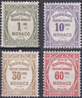 Monaco Taxe 1924-25 YT 13-14-15-16 Neufs - Impuesto