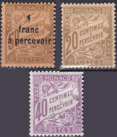 Monaco Taxe 1926-43 YT 17-18-19 Neufs - Impuesto