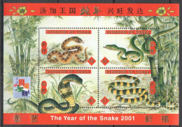 O0031 2001 Tonga Fauna Lunar Calendar Year Of The Snake !!! Gold Kb Mnh - Altri & Non Classificati