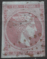 GREECE 1868-69 Large Hermes Head Cleaned Plates Issue 40 L Grey Mauve On Blue Vl. 40 A / H 28 A Position 102 - Gebraucht