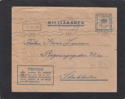 FELDPOST AUS MALMÖ,OHNE B.MARKE AUF DER RÜCKSEITE ZUR ANTWORT,1939. - Militärmarken