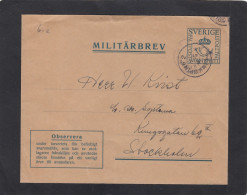 FELDPOST AUS LINKÖPING,MIT B.MARKE AUF DER RÜCKSEITE ZUR ANTWORT,1939. - Militari