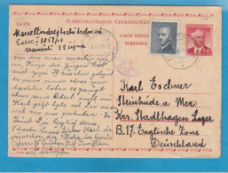 P 97 DOPPELKARTE AUS ZATEK NACH DEUTSCHLAND, ZENSURSTEMPEL,1949. - Postcards