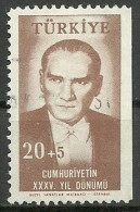 Turkey; 1958 35th Anniv. Of The Turkish Republic ERROR "Imperf. Edge" - Oblitérés