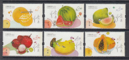 2022 Hong Kong Fruits Banana Oranges EMBOSSED  Complete Set Of 6 MNH @ BELOW FACE VALUE - Unused Stamps