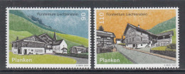 2022 Liechtenstein Planken Buildings Architecture EMBOSSED Complete Set Of 2 MNH  @ BELOW FACE VALUE - Unused Stamps
