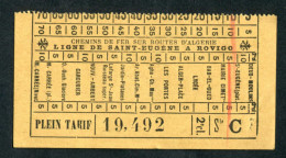 Ticket Tramway Alger Vers 1900 "Chemin De Fer Sur Route D'Algerie" Billet Chemin De Fer - Pub Chocolat Grondard - Mundo
