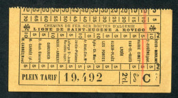 Ticket Tramway Alger Vers 1900 "Chemin De Fer Sur Route D'Algerie" Billet Chemin De Fer - Pub Chocolat Grondard - Wereld