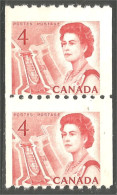 951 Canada 1967 #467 Queen Elizabeth Karsh Issue 4c Red Rouge Roulette Coil PAIR MNH ** Neuf SC (466a) - Ongebruikt