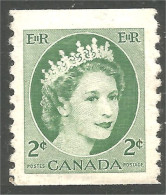 951 Canada 1954 #345 Queen Elizabeth Wilding Portrait 2c Vert Green Roulette Coil (459) - Ungebraucht