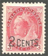 951 Canada 1899 #88 Provisional 2c On 3c Numeral Issue MH * Neuf CV $35.00 F-VF (412) - Unused Stamps