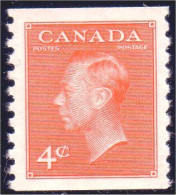 951 Canada 1951 George VI POSTES-POSTAGE 4c Orange Coil Roulette Perf 9.5 MNH ** Neuf SC (177) - Ungebraucht