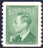 951 Canada 1950 George VI POSTES-POSTAGE 1c Green Vert Coil Roulette MNH ** Neuf SC (161) - Unused Stamps