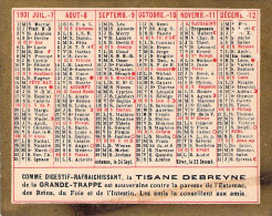 VIEUX PAPIERS CALENDRIER PETIT FORMAT 1931 TISANE DEBREYNE GRANDE TRAPPE 7 X 9 CM - Petit Format : 1921-40