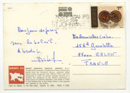 CP Postée De Jersey (Angleterre) Pour Melun (77) - Mont Orgueil Castle - Timbre 7p 1977 - Used Stamps