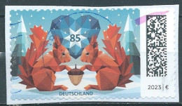 ALLEMAGNE ALEMANIA GERMANY DEUTSCHLAND BUND  2023 SQUIRRELS IN THE SNOW S/A USED ON PAPER MI 3802 - Oblitérés