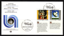 UNO GENF MI-NR. 233-234 FDC MENSCHENRECHTE 1993 PABLO PICASSO RENÉ MAGRITTE TEXT DEUTSCH - FDC