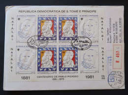 Sao Tome Et Principe FDC Recommandé 1981 Feuillet Pablo Picasso NON DENTELÉ St Thomas & Prince IMPERFORATED Sheetlet FDC - Picasso