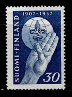 FIN-01- FINLAND - 1957 - MNH -SCOUTS- SCOUT SALUTE - Unused Stamps