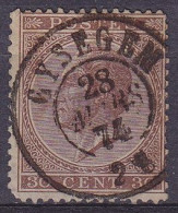 Belgique - N°19 - 30c Brun Foncé Léopold 1e De Profil ém.1865 Oblit. DC GYSEGEM /28 MARS 1874 - 1865-1866 Profil Gauche