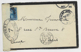 ETATS UNIS USA 5C SOLO LETTRE COVER SAINT JOSE 1916 TO FRANCE PARIS CENSURE OUVERT 7 - Brieven En Documenten