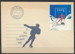 Sport Eiskunstlauf Ungarn Brief Motiv Wintersport Block +Sonderstempel Skifahren - Storia Postale