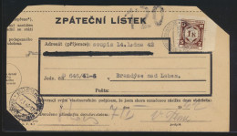 Besetzung Böhmen & Mähren Brief EF 1 K. Dienst Brandeis Nad Labem - Lettres & Documents