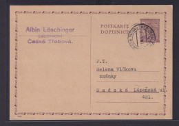 Besetzung Böhmen & Mähren Ganzsache 60h Böhmisch Trübau Česká Třebová Tschechien - Lettres & Documents