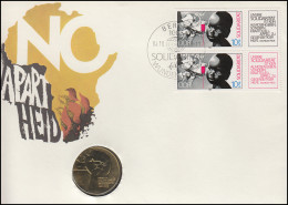 DDR-Numisbrief Solidarität Antiapartheid 5-Mark-Gedenkmünze ESSt 1988 Schwarz - Coin Envelopes