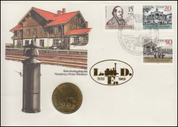 DDR-Numisbrief 1. Deutsche Ferneisenbahn 5-Mark-Gedenkmünze Saxonia ESSt 1989 - Enveloppes Numismatiques