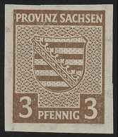 SBZ 67X Provinzwappen 3 Pf, Wz.1X, Orangebraun, Geschnitten, ** - Nuovi