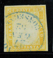 P3082 C - SARDEGNA , SASS. 17 B, BELLISSIMO , ANNULLO TORINO CONSEGNE IN BLU, 3 GRANDI MARGINI, UNO, RASENTE. - Usati