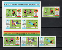 Ghana 1978 Football Soccer World Cup Set Of 4 + S/s With Winners Overprint Imperf. MNH -scarce- - 1978 – Argentine