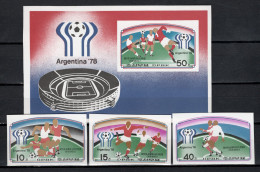 North Korea 1977 Football Soccer World Cup Set Of 3 + S/s Imperf. MNH -scarce- - 1978 – Argentine