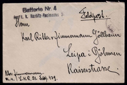 Briefumschlag Mit Stempel Batterie Nr. 4 Des K. K. Haubitz- Regimentes - Other & Unclassified