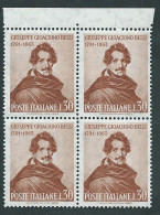 Italia 1963 ; Gioachino Belli, Poeta E Scrittore, Centenario Morte: Quartina Di Bordo Superiore - 1961-70: Mint/hinged