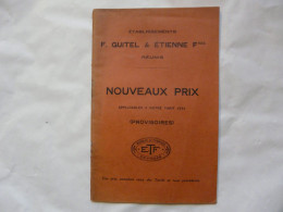 CATALOGUE - MANUFACTURE DE QUINCAILLERIE : NOUVEAUX PRIX - ETS F. GUITEL & ETIENNE Fres Réunis - Basteln