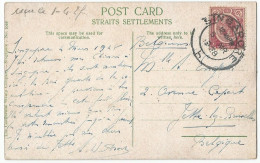 Singapore British Colony Postcard Sent To Belgium 1928 Straits Settlements - Singapore (...-1959)