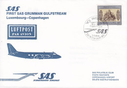 Luxembourg First SAS Gruman Gulfstream Flight Vol Inaugural LUXEMBOURG - COPENHAGEN 1981 Cover Brief Lettre - Briefe U. Dokumente