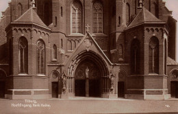 Postcard Real Photo Netherlands Tilburg Hoofdingang Kerk Heike Boekhandel W. Bergmans Market - Tilburg