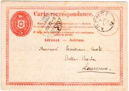 Schweiz 1872, Fingerhut Stpl. AREUSE Auf 5 C. Ganzsache  - Covers & Documents