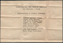 Valencia - Papeleta "Candidatura Del Frente Popular - Para Diputados A Cortes - Circunscripción De Valencia" - Postzegelboekjes