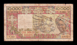 West African St. Senegal 10000 Francs ND (1977-1992) Pick 709Kd Bc/Mbc F/Vf - États D'Afrique De L'Ouest