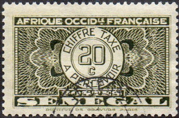 Sénégal Obl. N° Taxe 25 - Pièce De Monnaie Sur Fond Burelé Le 20c Olive - Postage Due