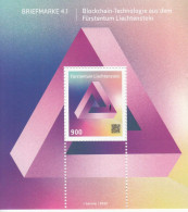 2022 Liechtenstein Blockchain Crypto S/sheet MNH  @ BELOW FV * Wrinkle To Top Right Edge, Stamp OK* - Unused Stamps
