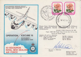 New Zealand 1979 Operation Icecube 15 Signature  Ca Christchurch 16 NOV 1979 (RT176) - Storia Postale