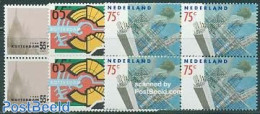 Netherlands 1990 Rotterdam 3v Blocks Of 4 [+], Mint NH, Art - Architecture - Ungebraucht